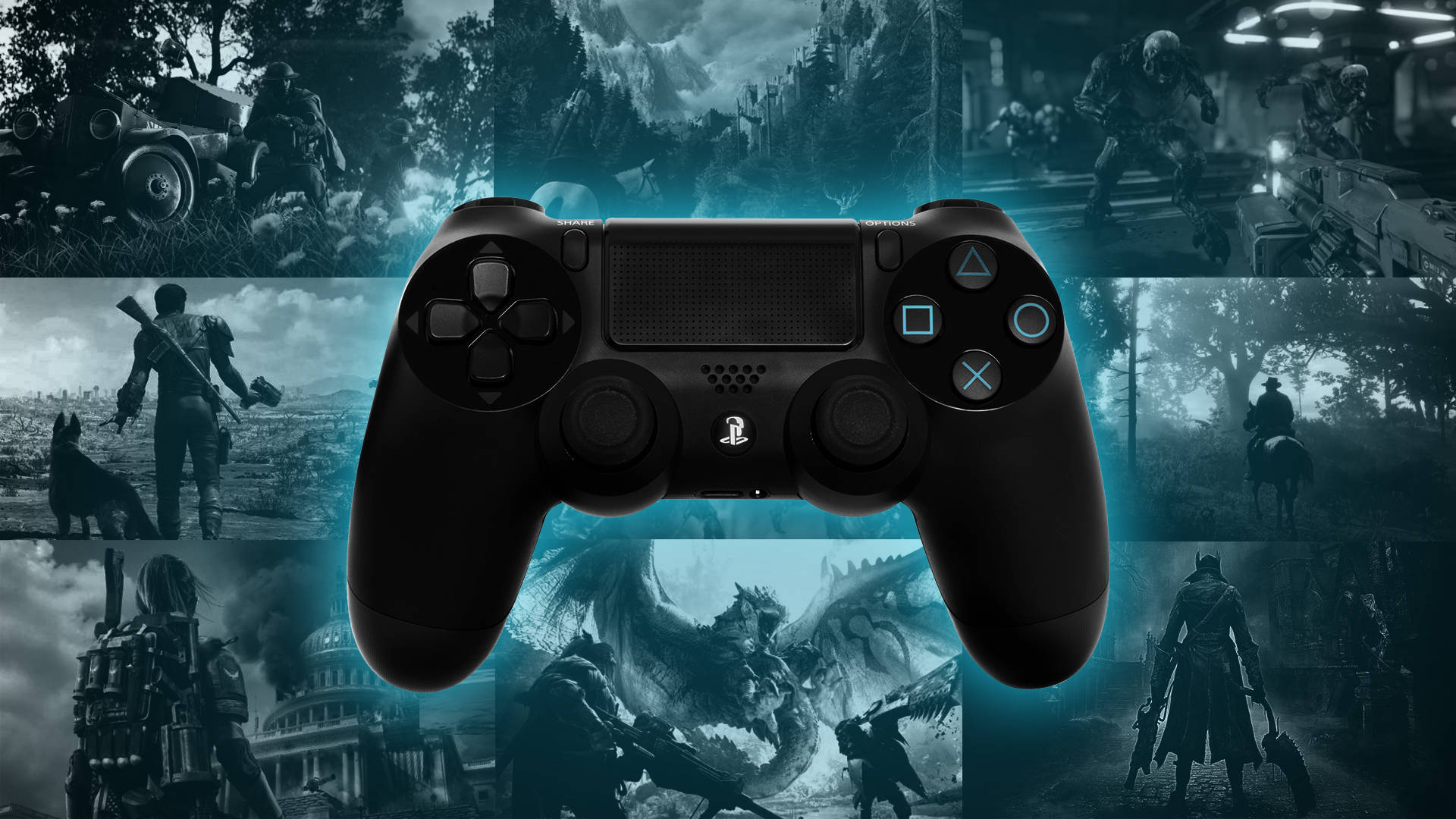 Best Ps4 Controller Against Games Collage Background