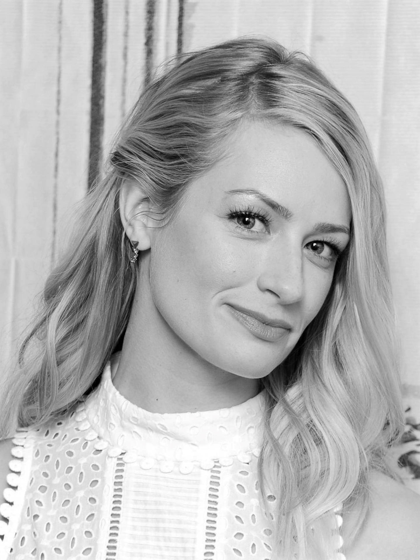 Beth Behrs Greyscale Portrait Background