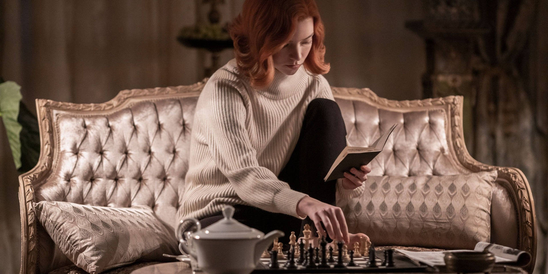 Beth Harmon In The Queen's Gambit - Chess Is A Game Of Intellect Background