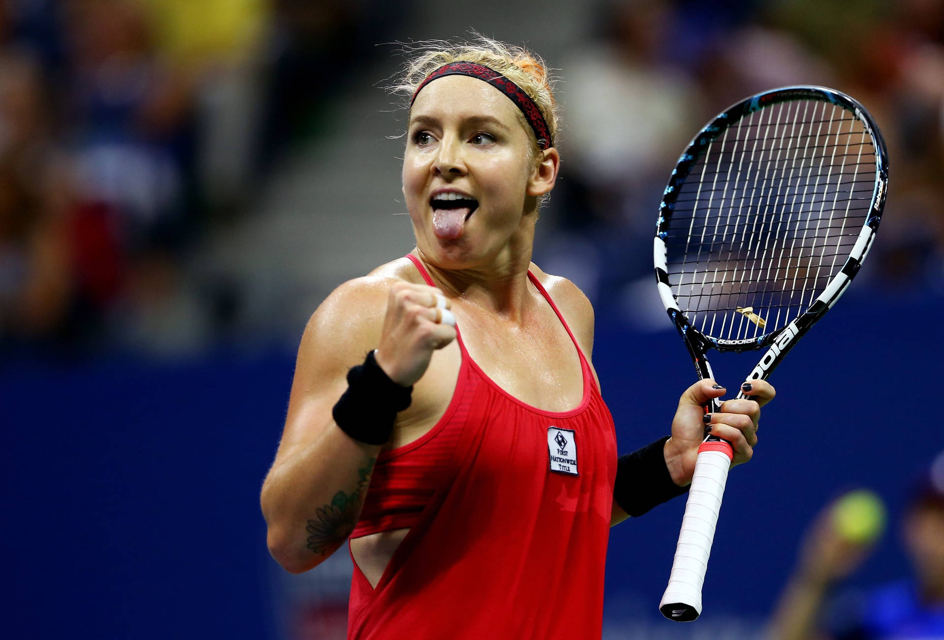 Bethanie Mattek-sands With Tongue Out Background