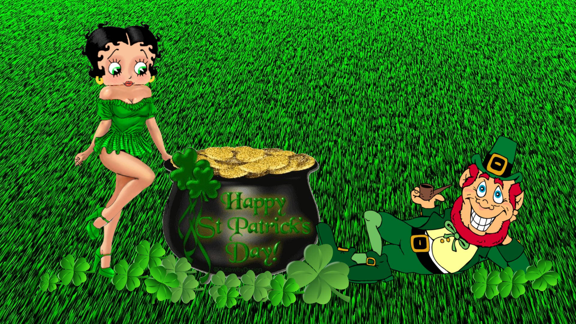 Betty Boop Leprechaun St Patrick's Day Background