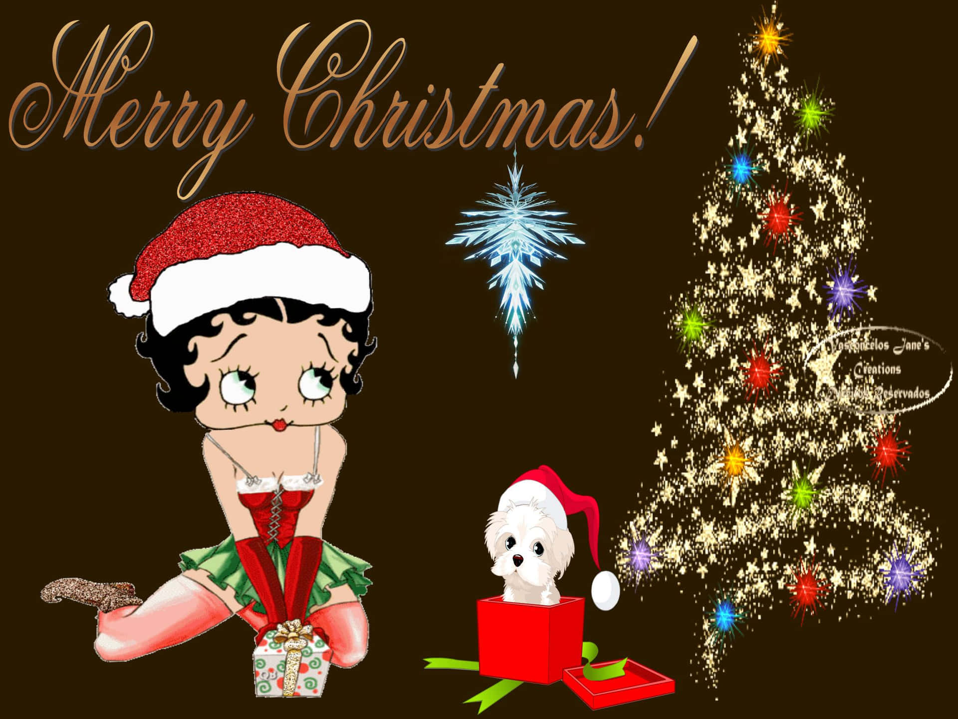 Betty Boop Wishes You A Merry Christmas Background