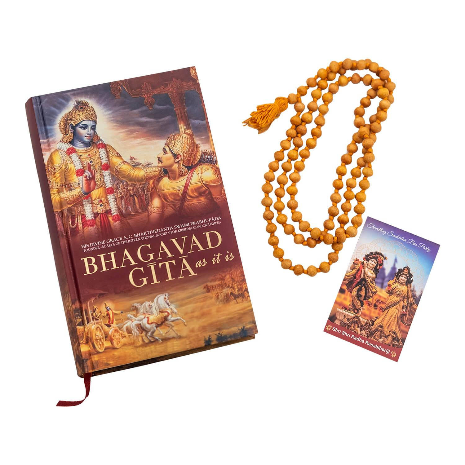 Bhagavad Gita And Yellow Japa Mala Beads