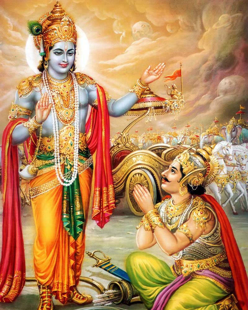 Bhagavad Gita Arjuna And Krishna In Kurukshetra War