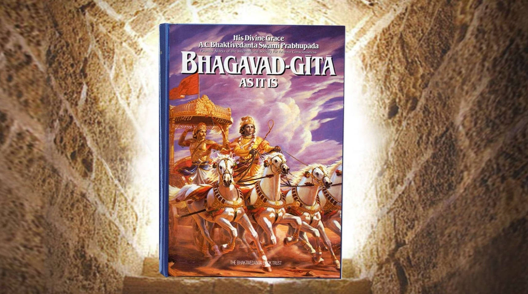 Bhagavad Gita Book On Stone Background