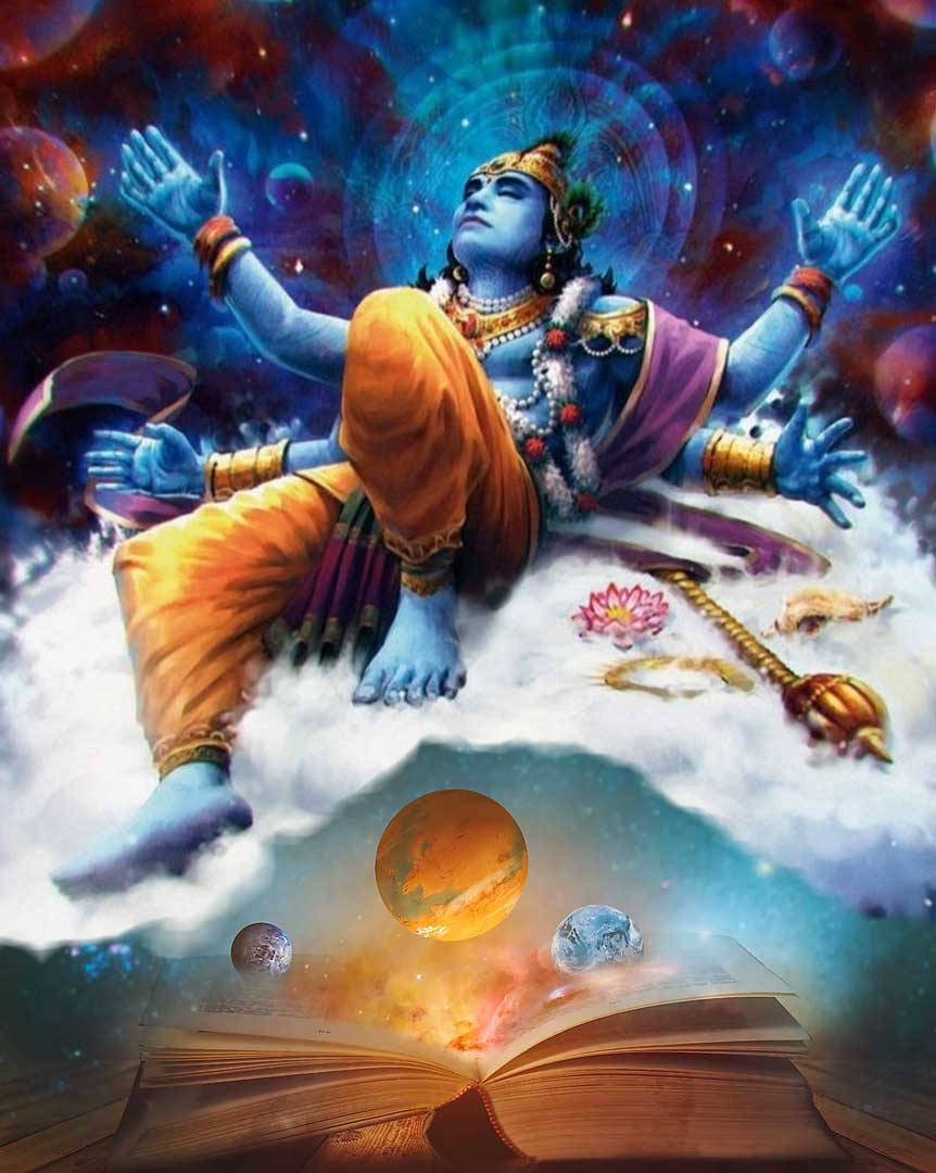 Bhagavad Gita Galaxy Digital Art Background