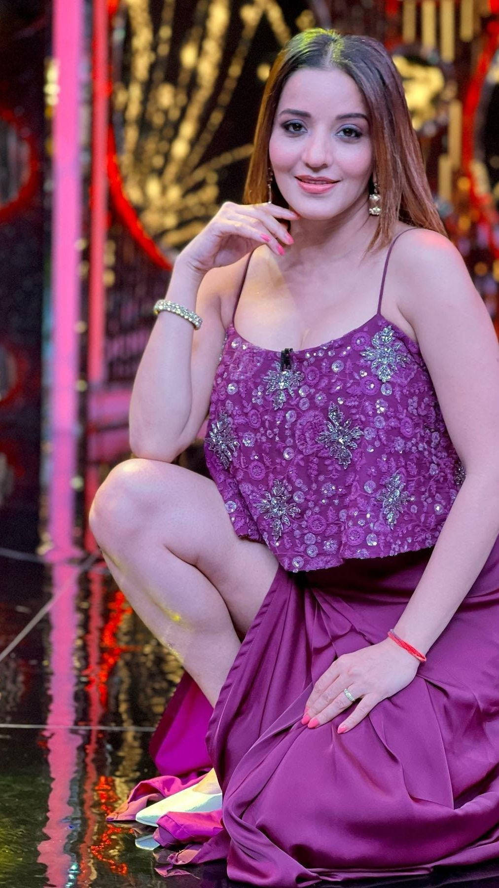 Bhojpuri Actress In Elegant Purple Dress