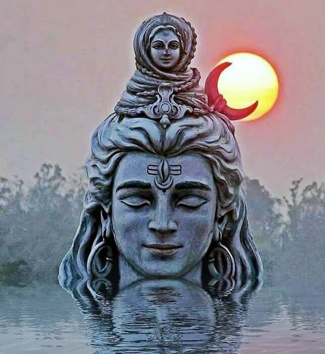 Bhole Baba Head In Waters Background