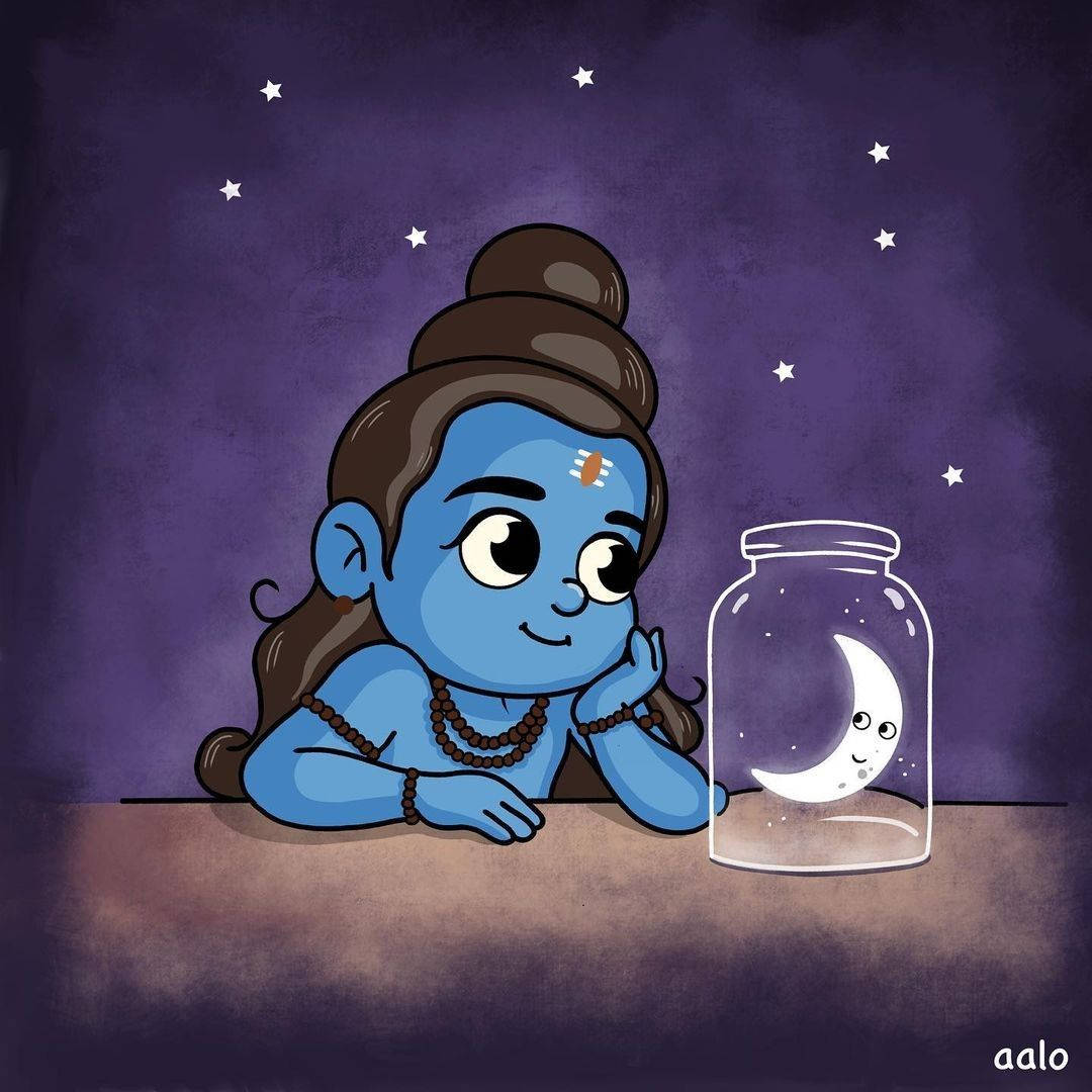 Bhole Baba Moon In Jar Background