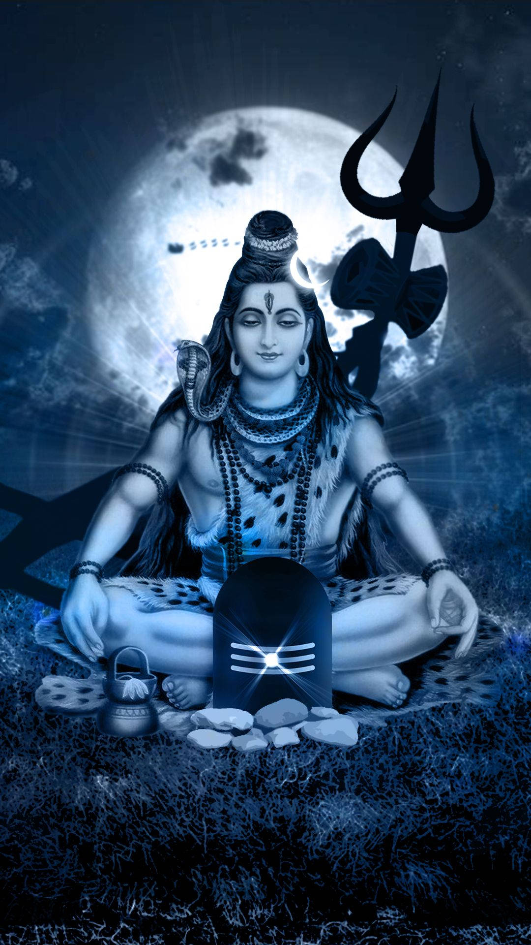 Bholenath Hd Shiva Lotus Pose Full Moon Background