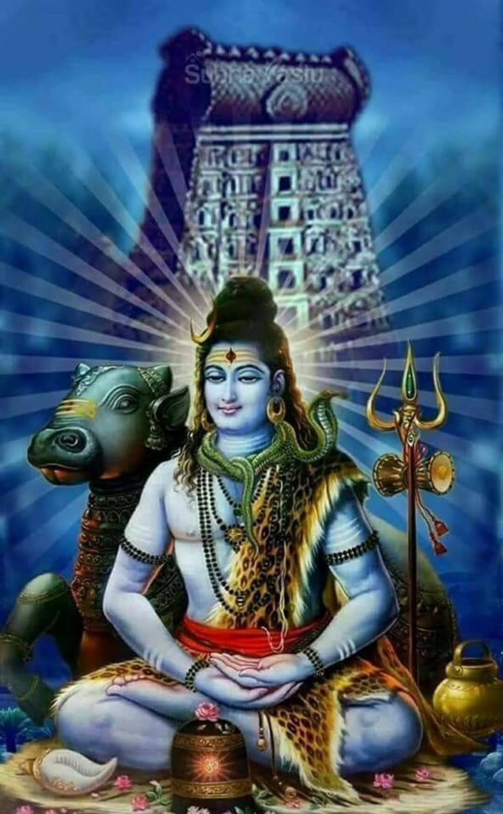 Bholenath Hd Shiva Lotus Pose Nandi Bull Background