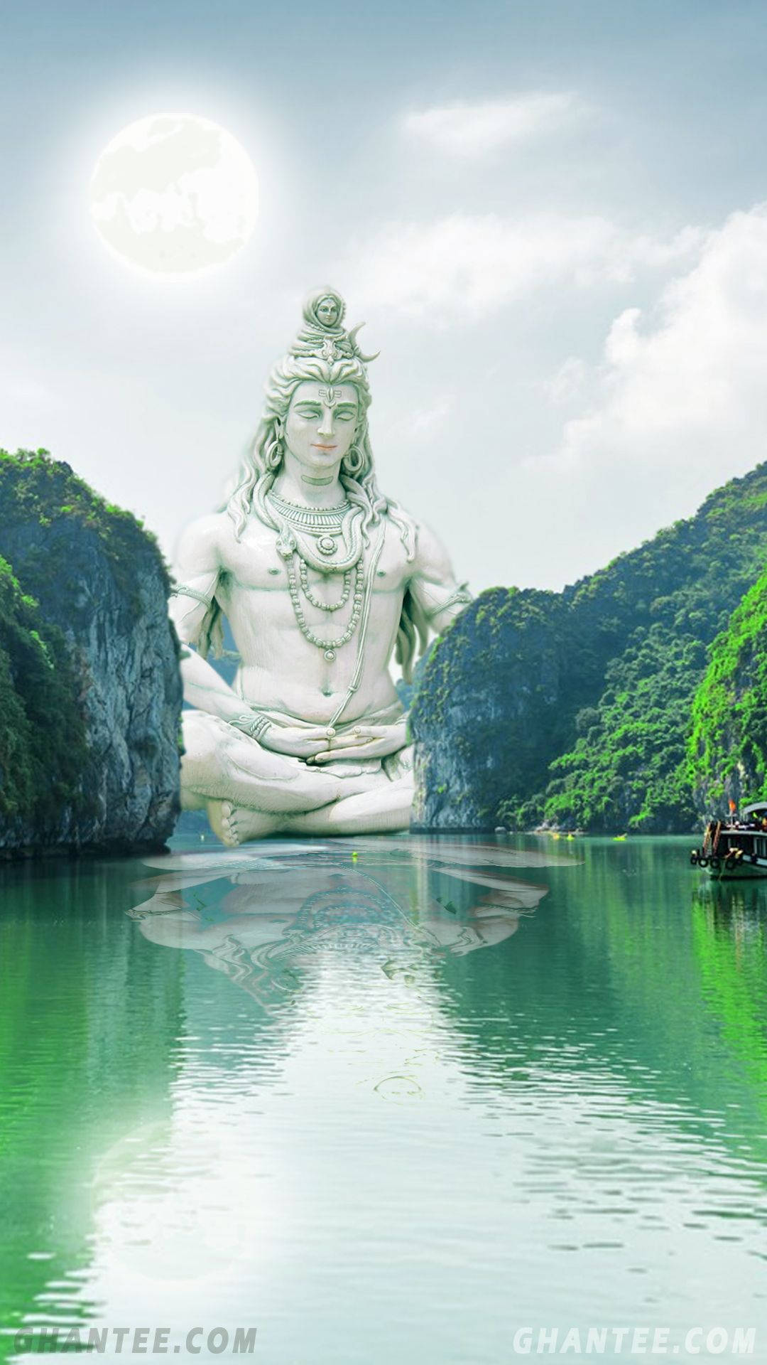 Bholenath Hd Shiva Statue Lake Background