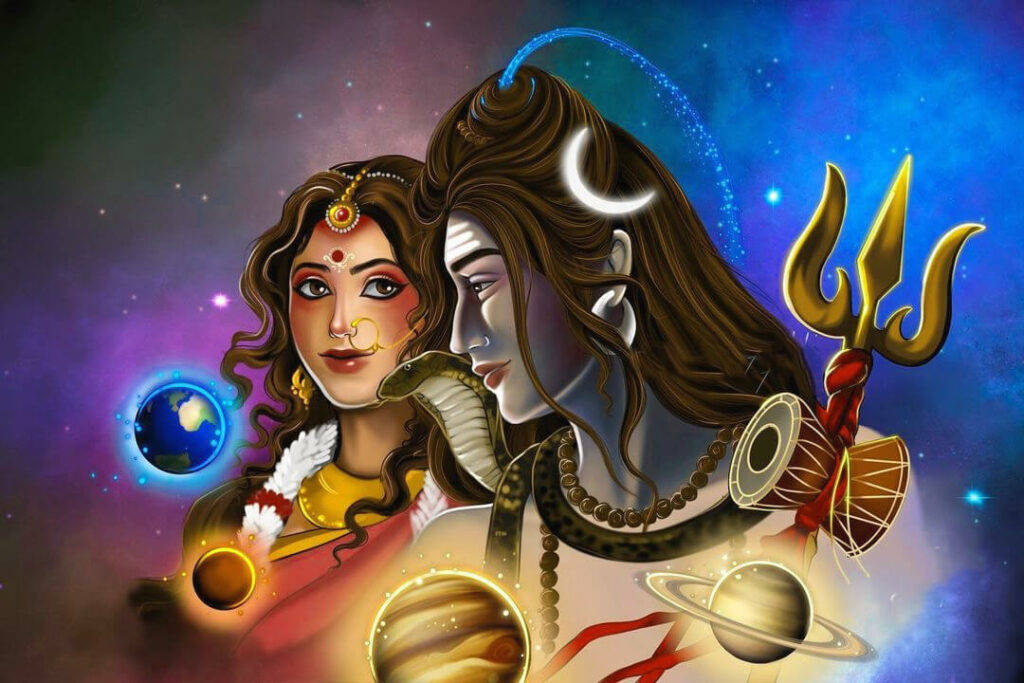 Bholenath Shiva With Parvati 3d Background