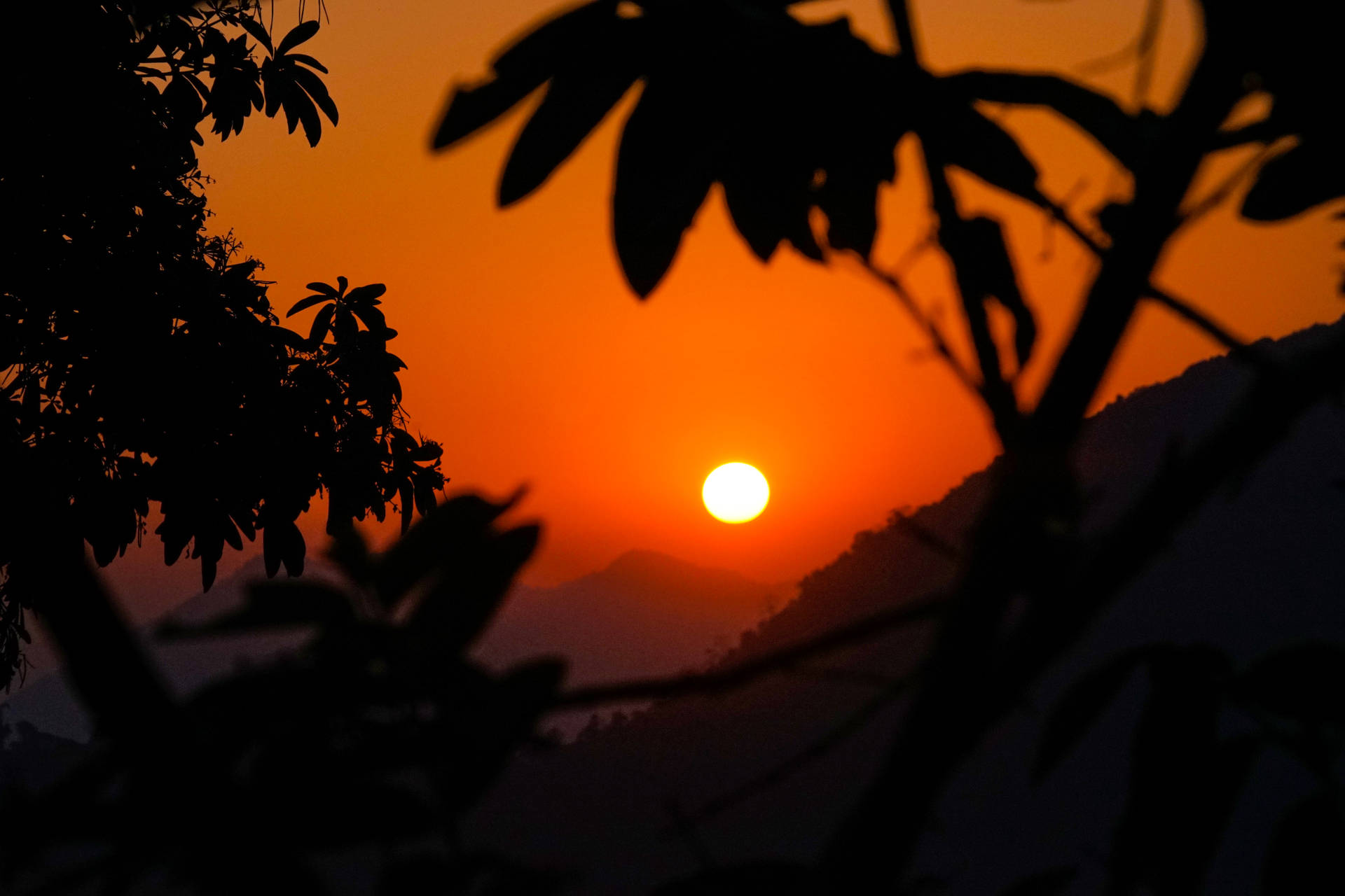 Bhutan Orange Sunset