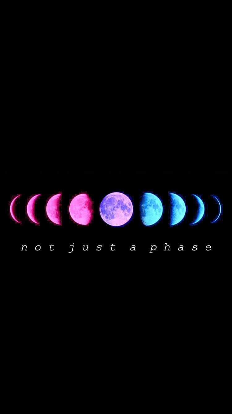 Bi Flag Color In Moon Phases Background