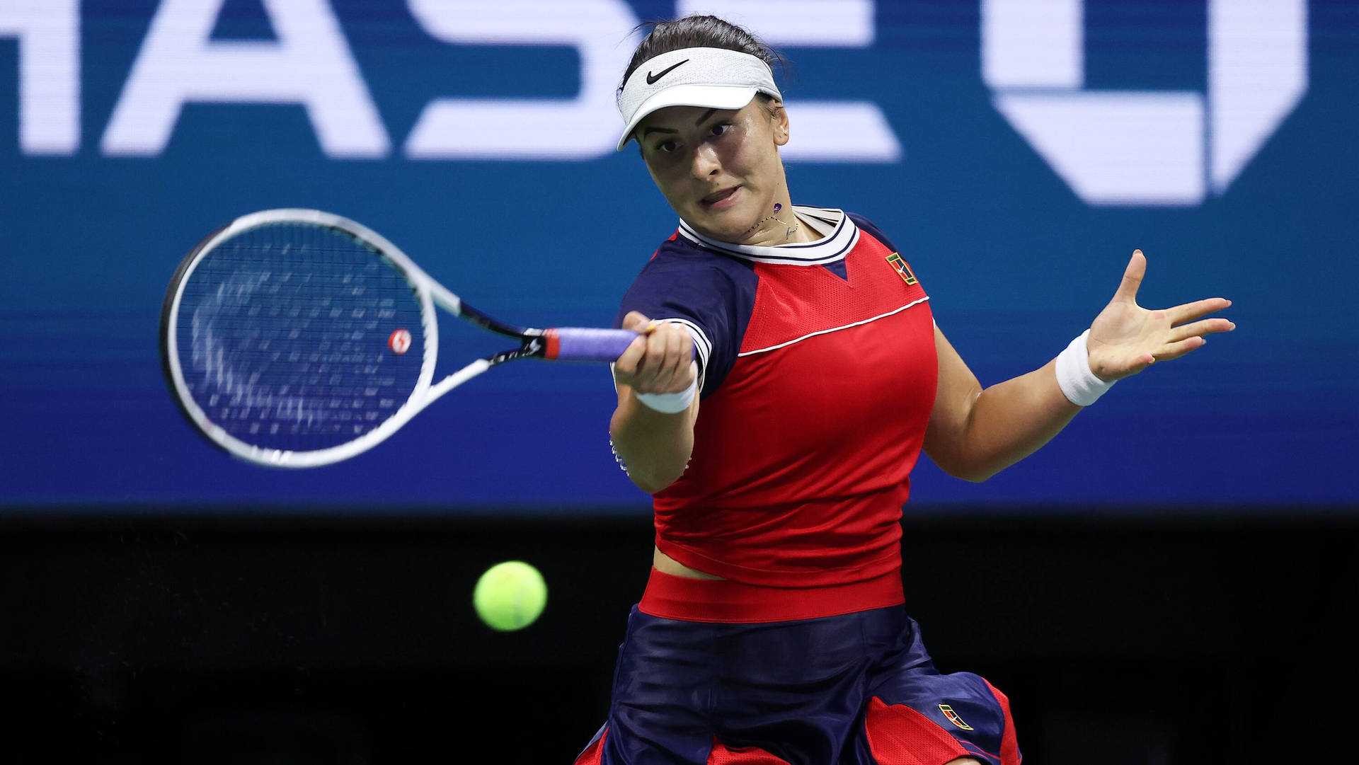 Bianca Andreescu Hitting The Ball Background