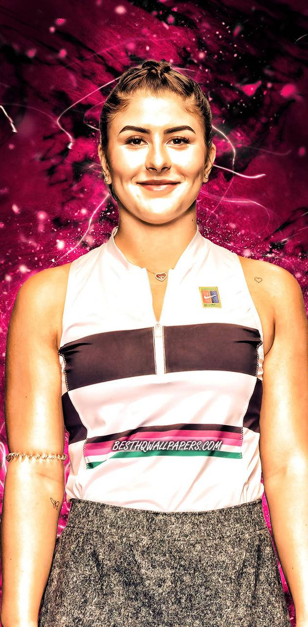 Bianca Andreescu Surrounded By Pink Aura Background