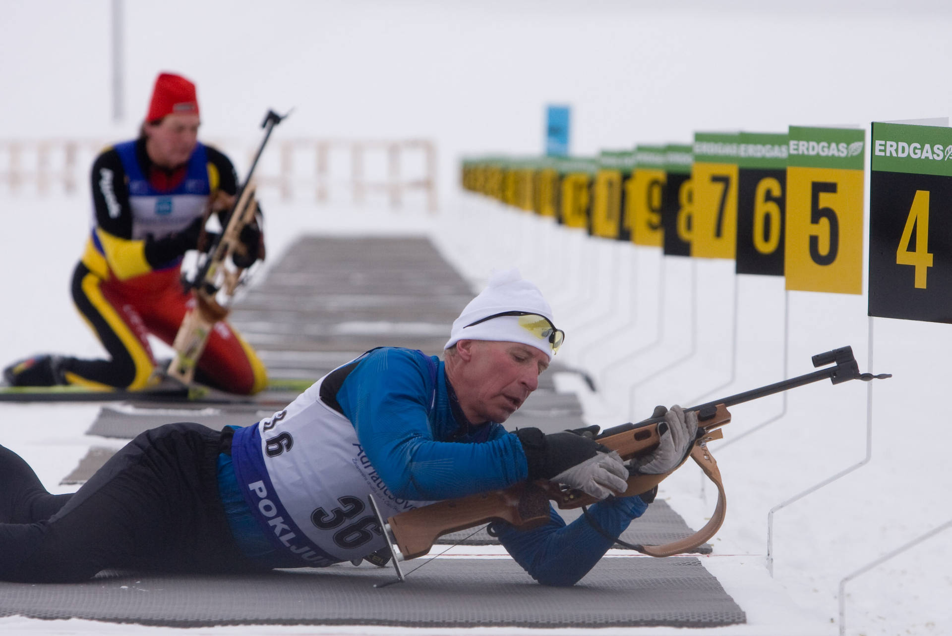 Biathlete Prone Position Biathlon Shooting Background