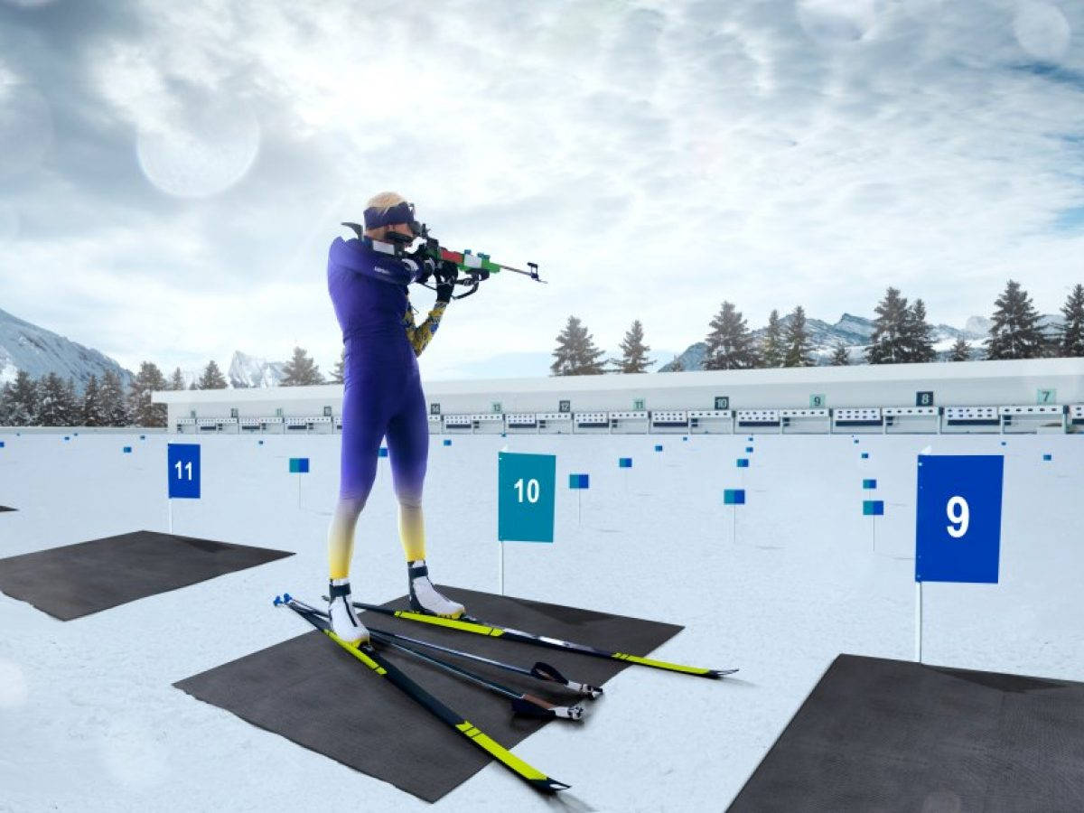 Biathlete Wide Shot Biathlon Target Shooting Background