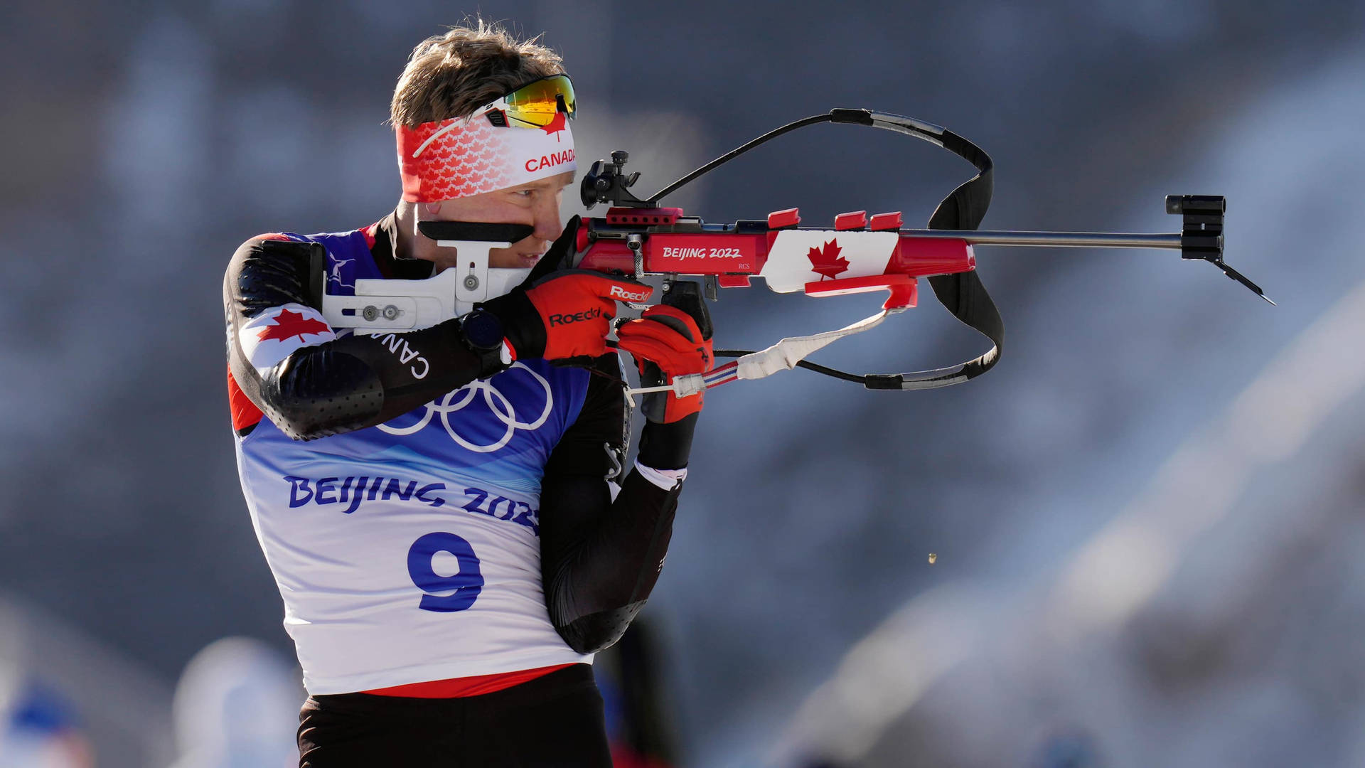 Biathlon Canada Scott Gow Using Riffle Background