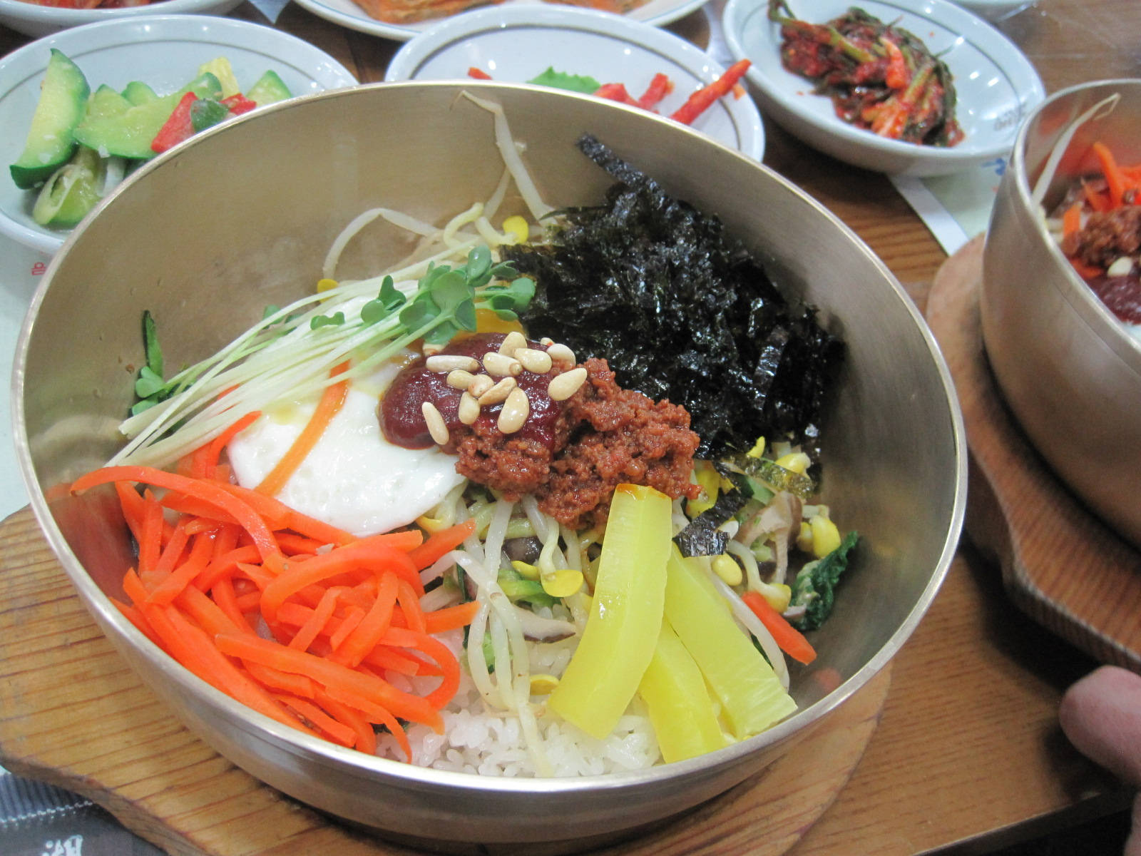 Bibimbap In A Steel Bowl Background