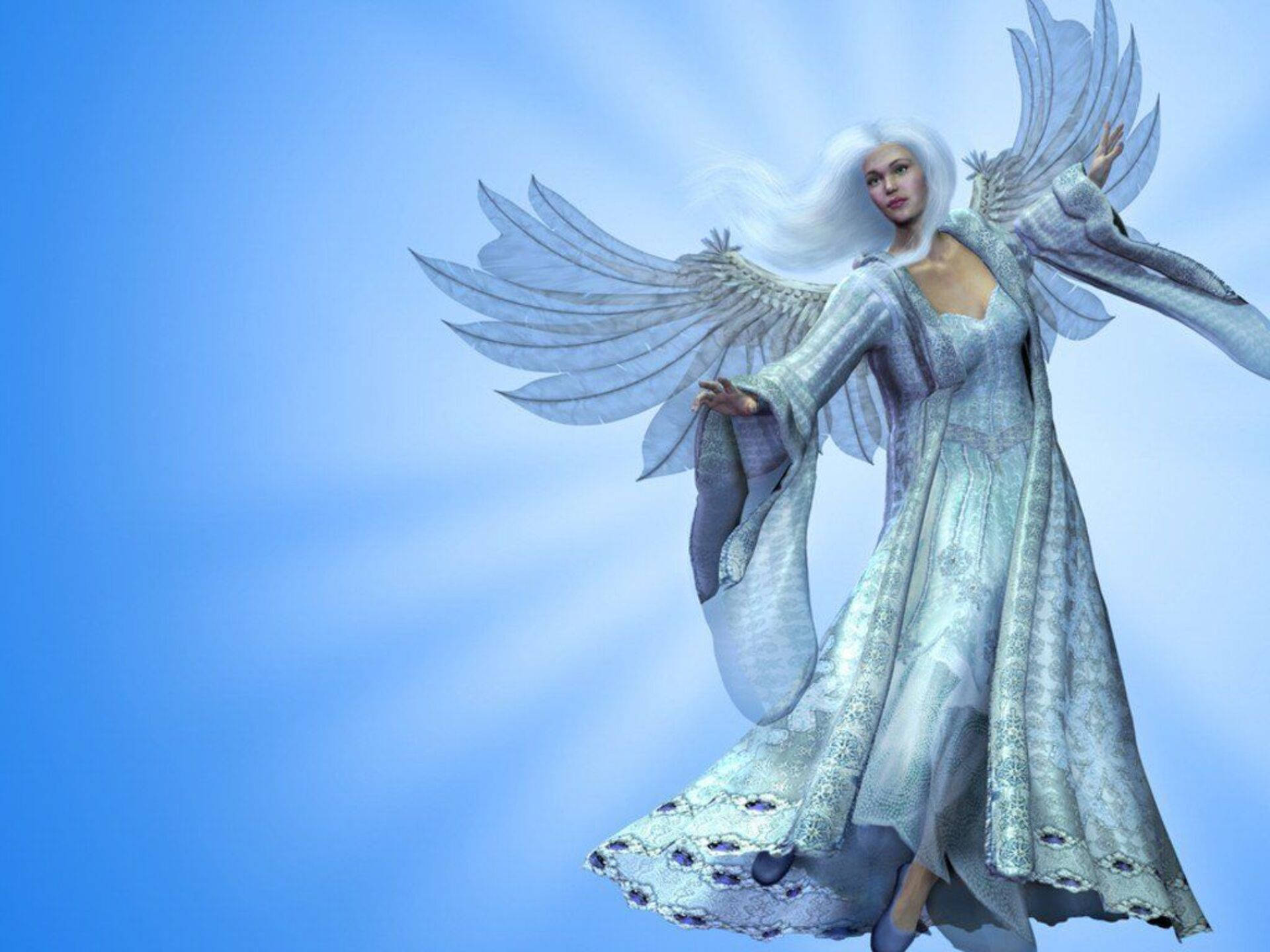Biblical Angel Blue Dress Background