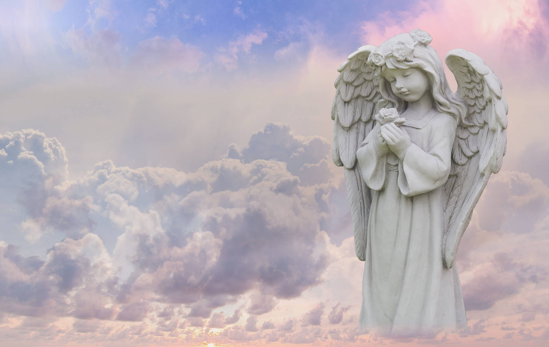 Biblical Angel Little Girl Statue Background