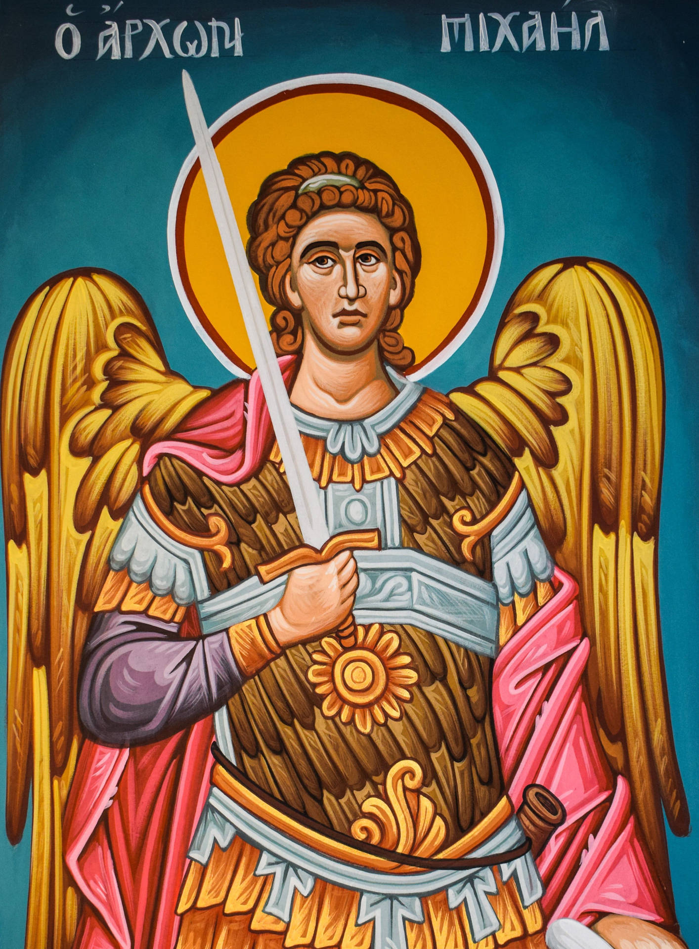 Biblical Angel Orange Halo Background