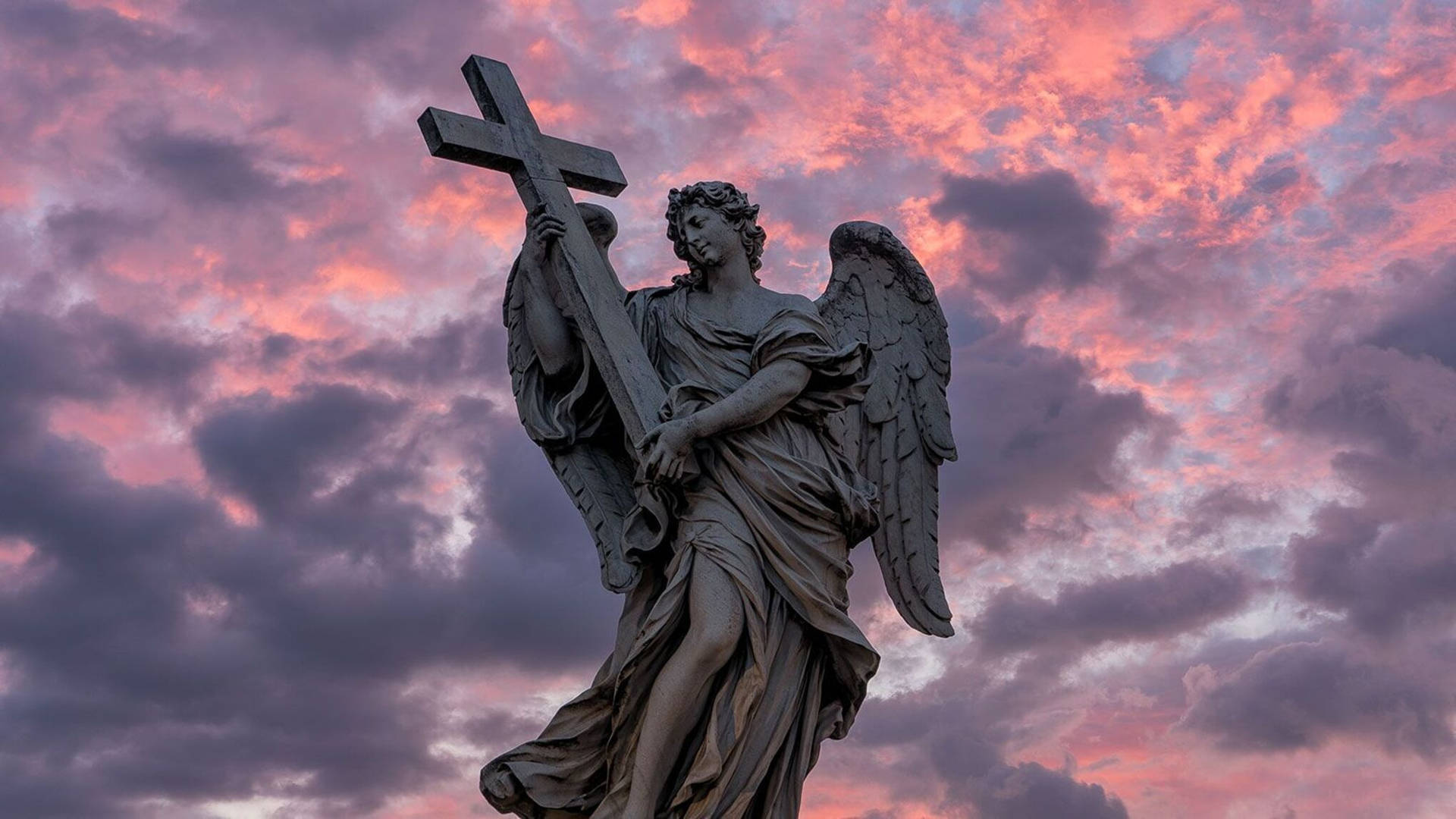 Biblical Angel Statue Background