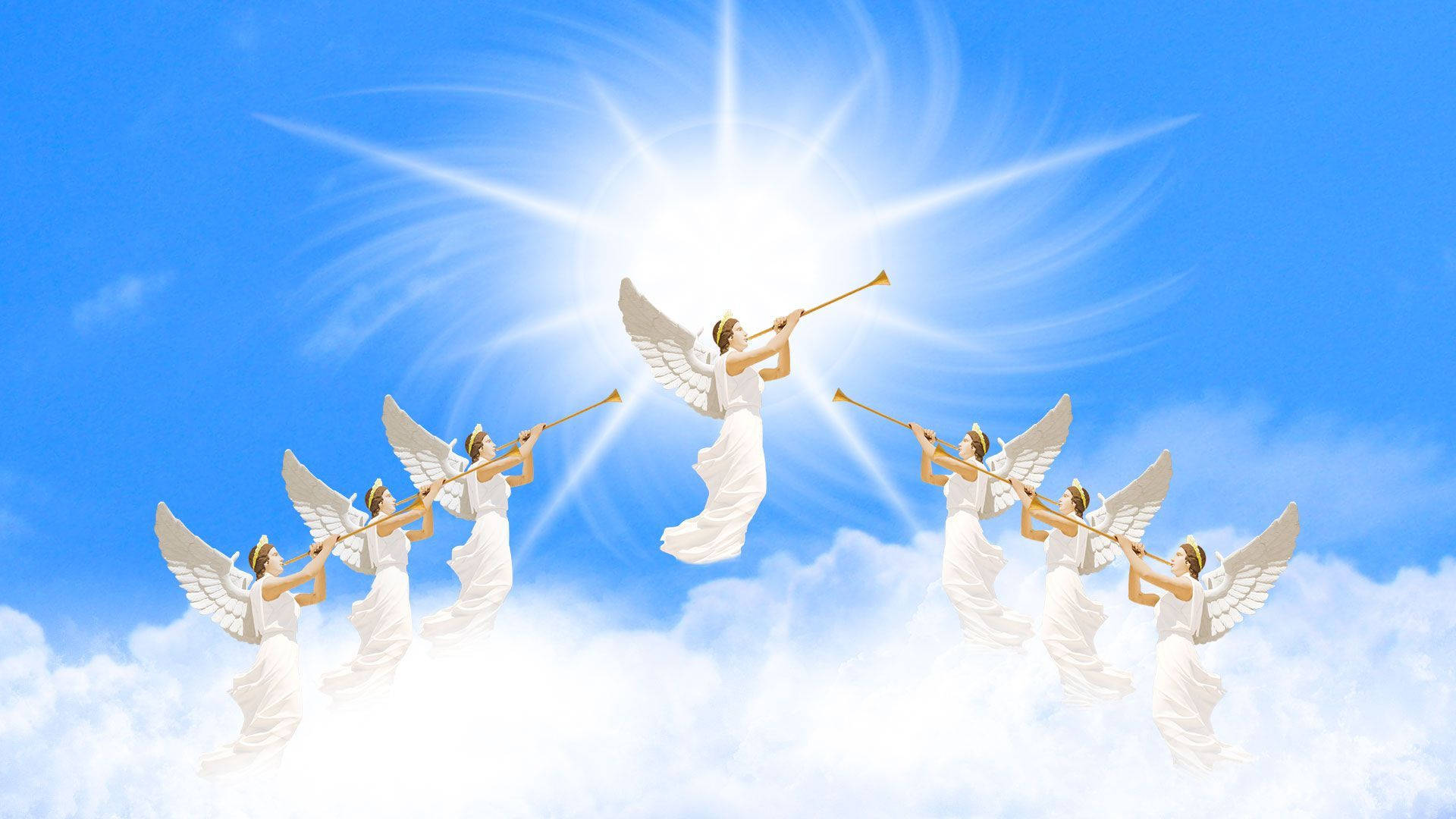 Biblical Angels Trumpets Background