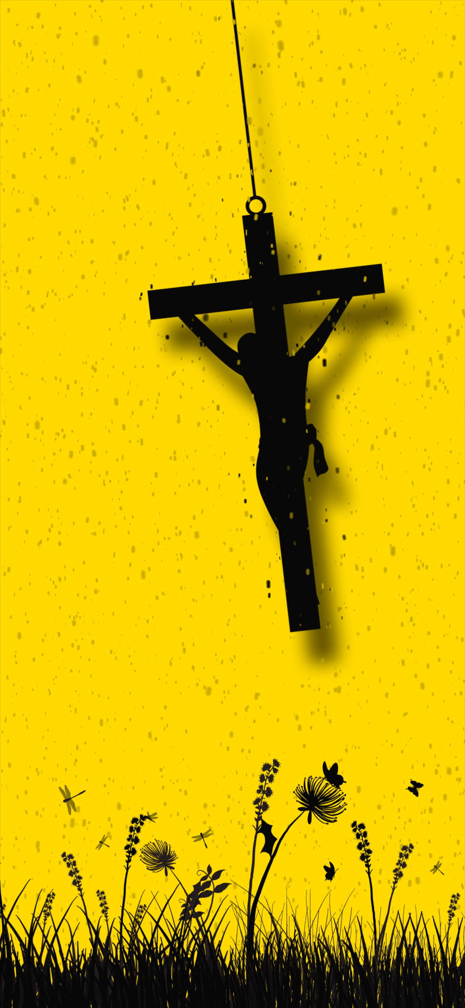 Biblical Cross Yellow Background