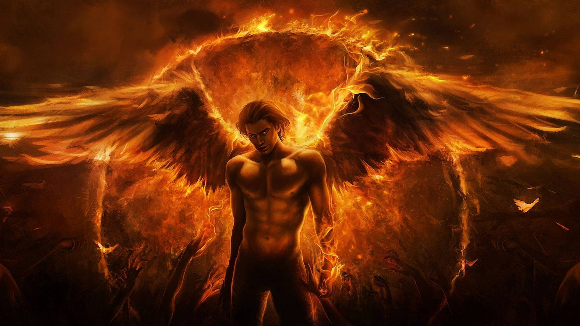 Biblical Fire Angel Background