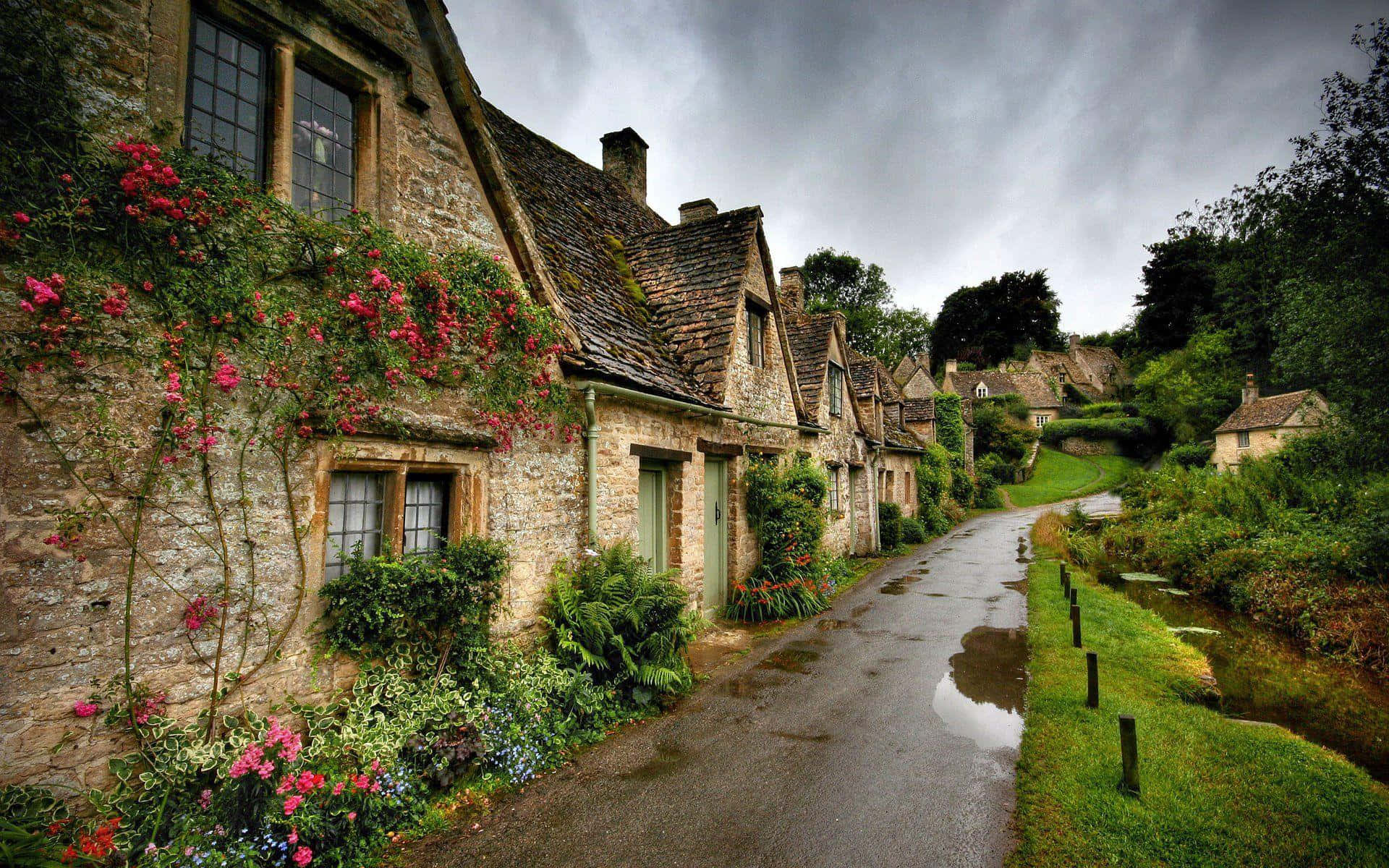 Bibury England Cotswold Village Arlington Row Background