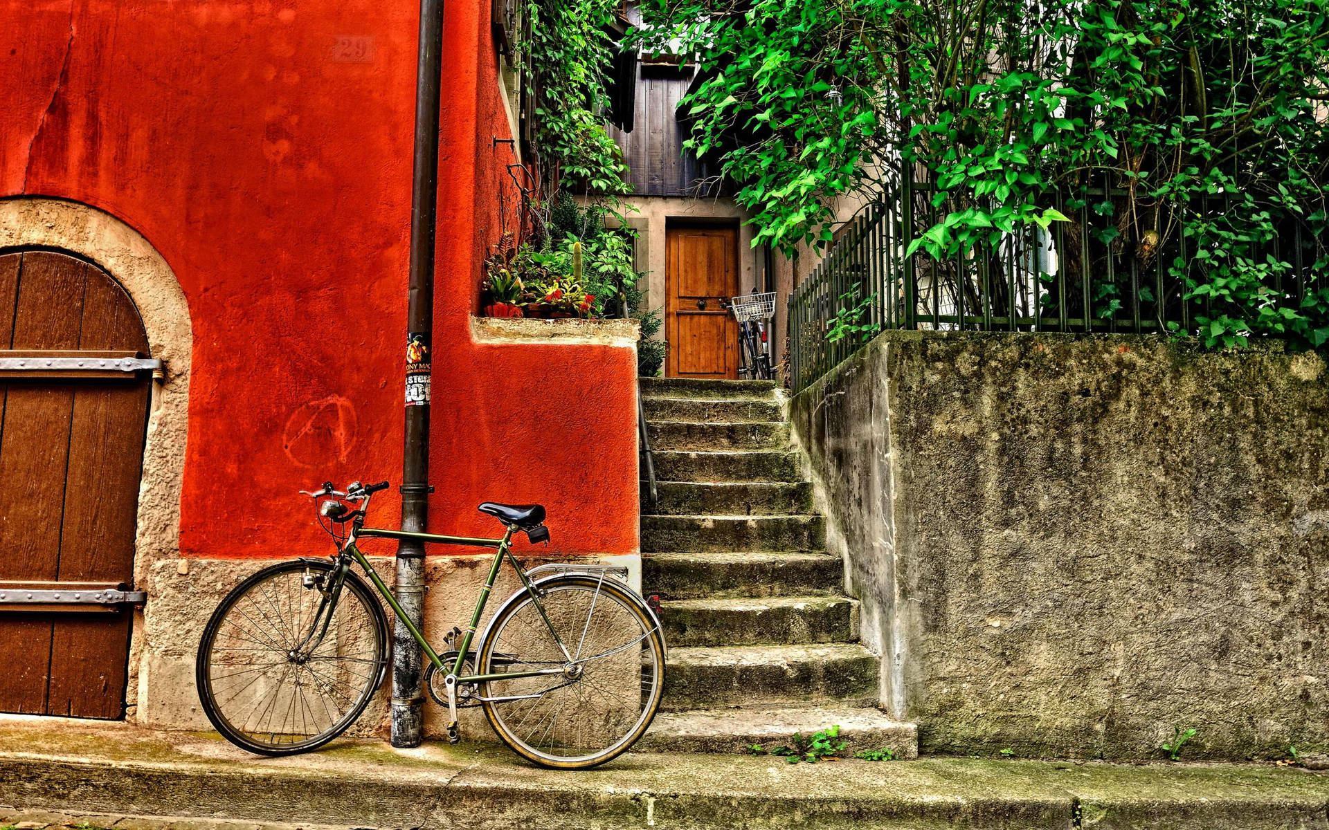 Bicycle On The Sidewalk Background