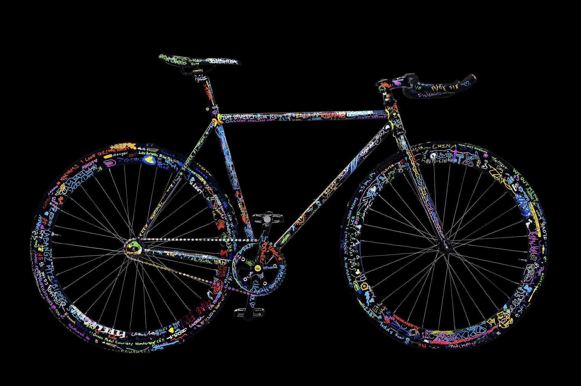 Bicycle With Neon Doodles