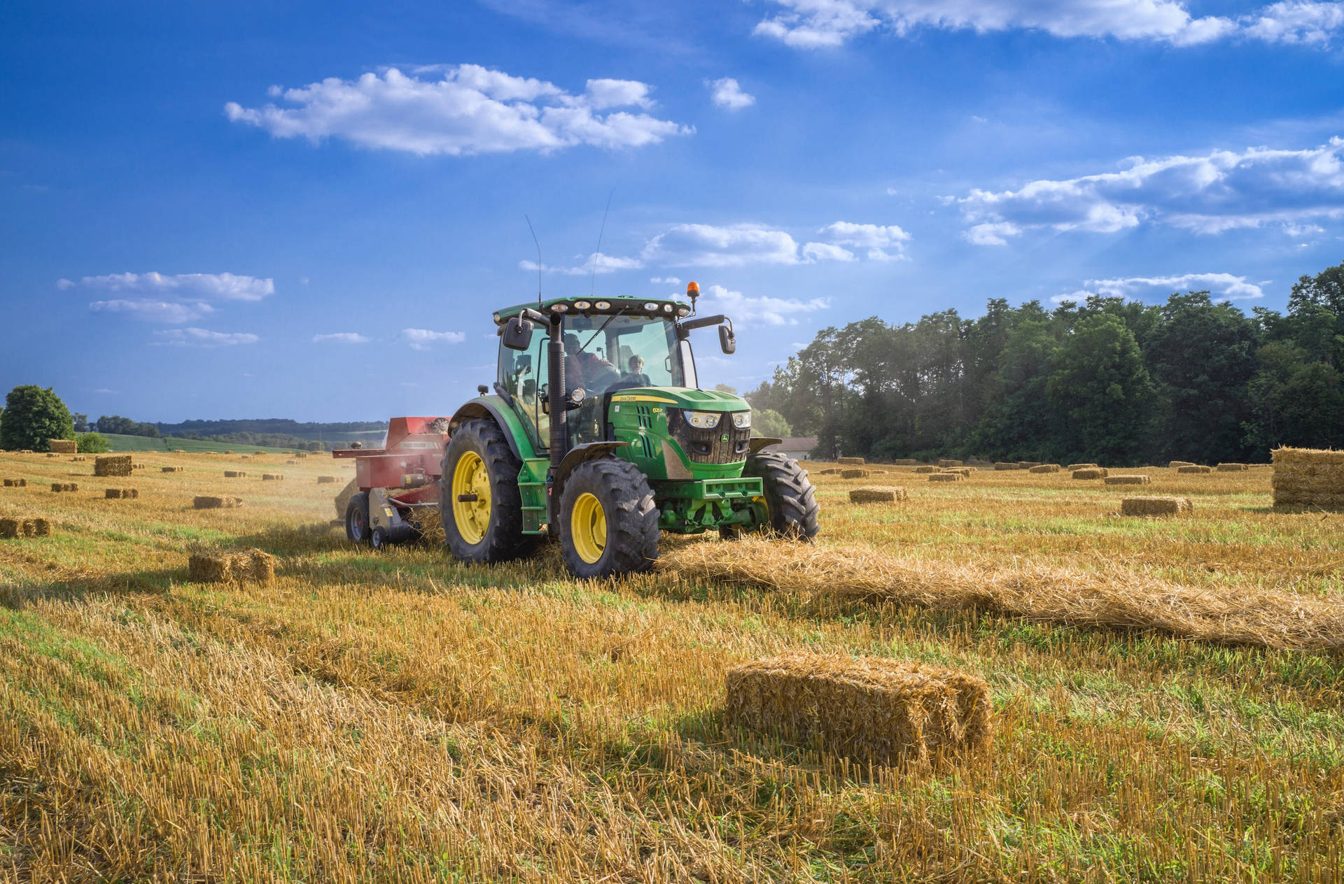 Big Bales Of Farm Oat Hay Background