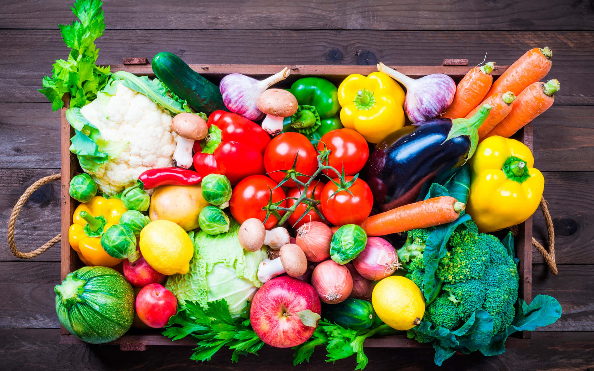 Big Basket Of Raw Vegetables Background