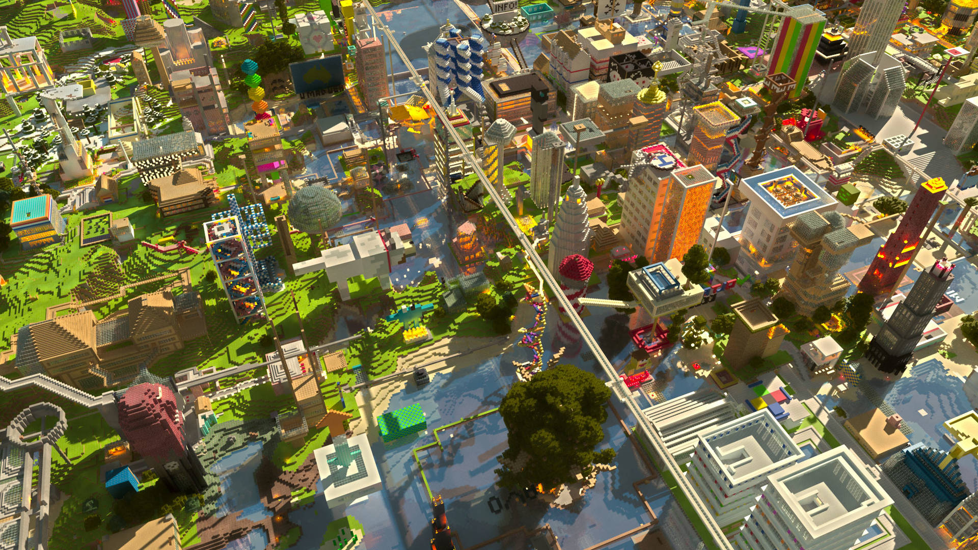 Big City Minecraft Hd Background