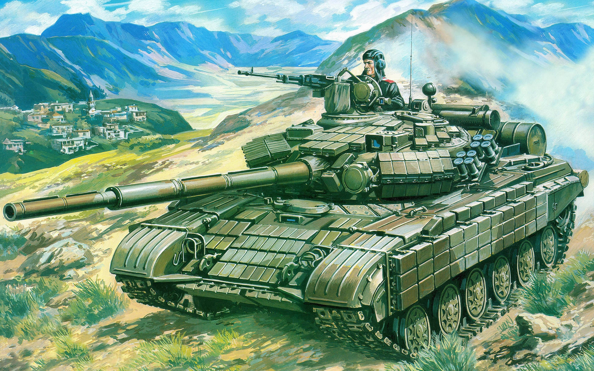 Big Green Military Tanks Background