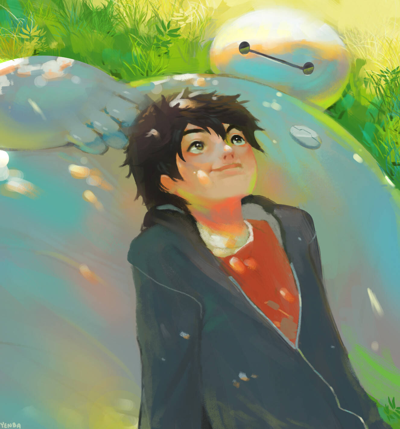 Big Hero 6 Duo On The Grass Background