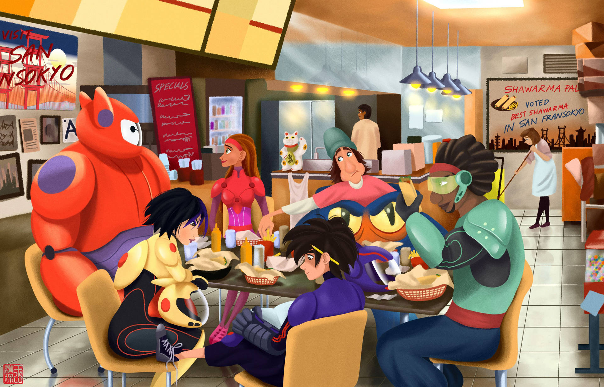 Big Hero 6 Team Eating Shawarma