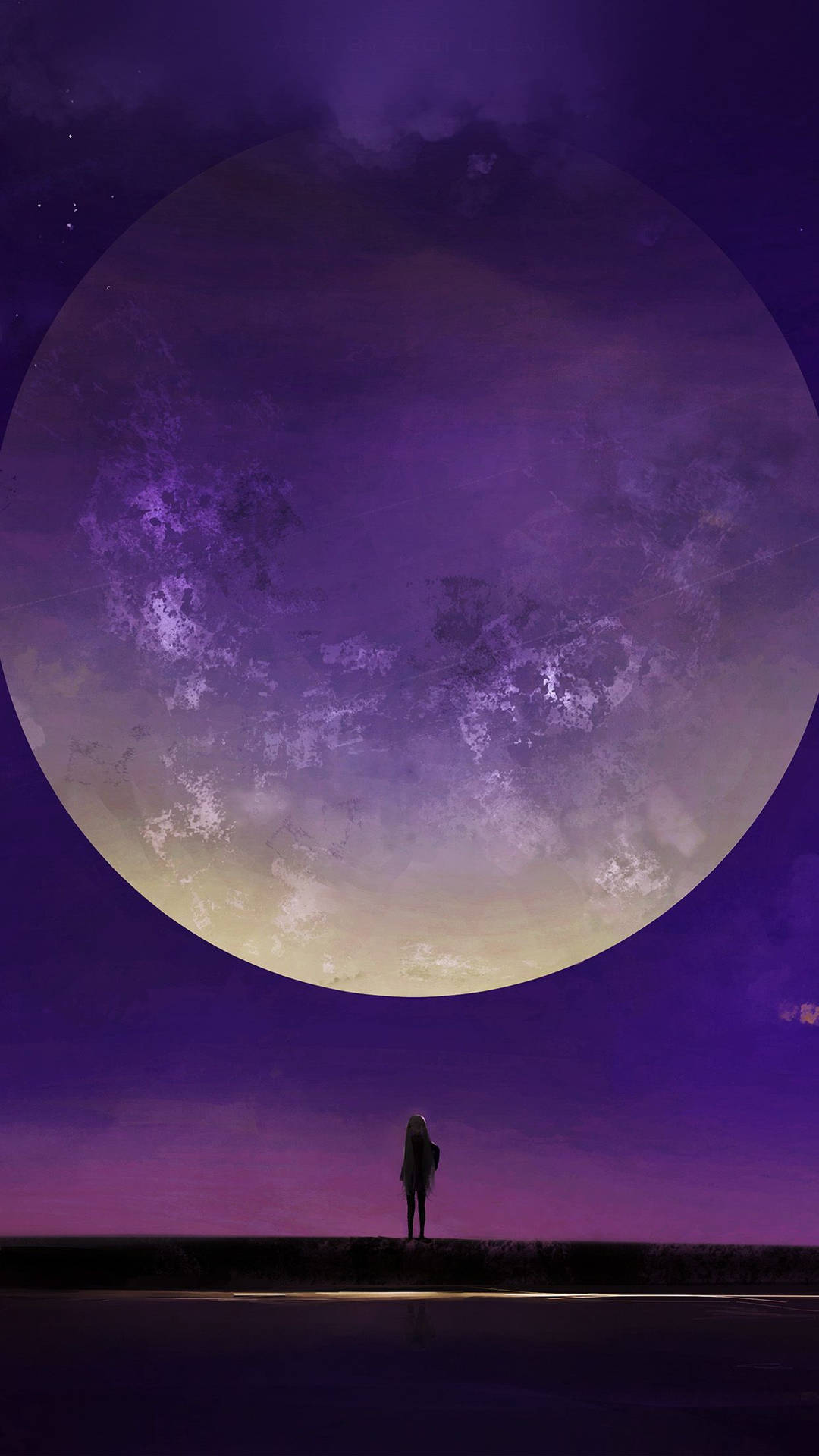 Big Moon Purple Anime Aesthetic Background