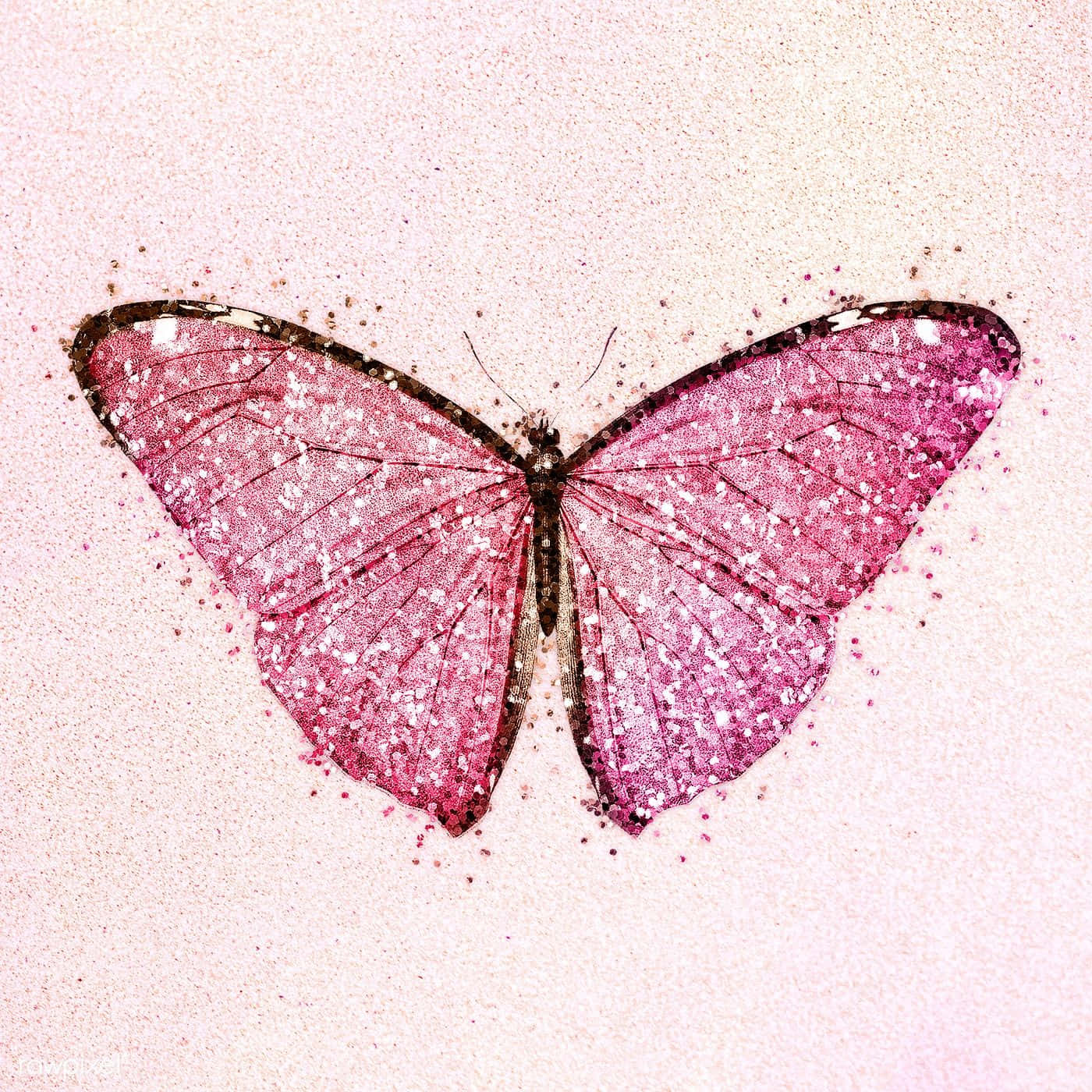 Big Pink Glitter Butterfly Background