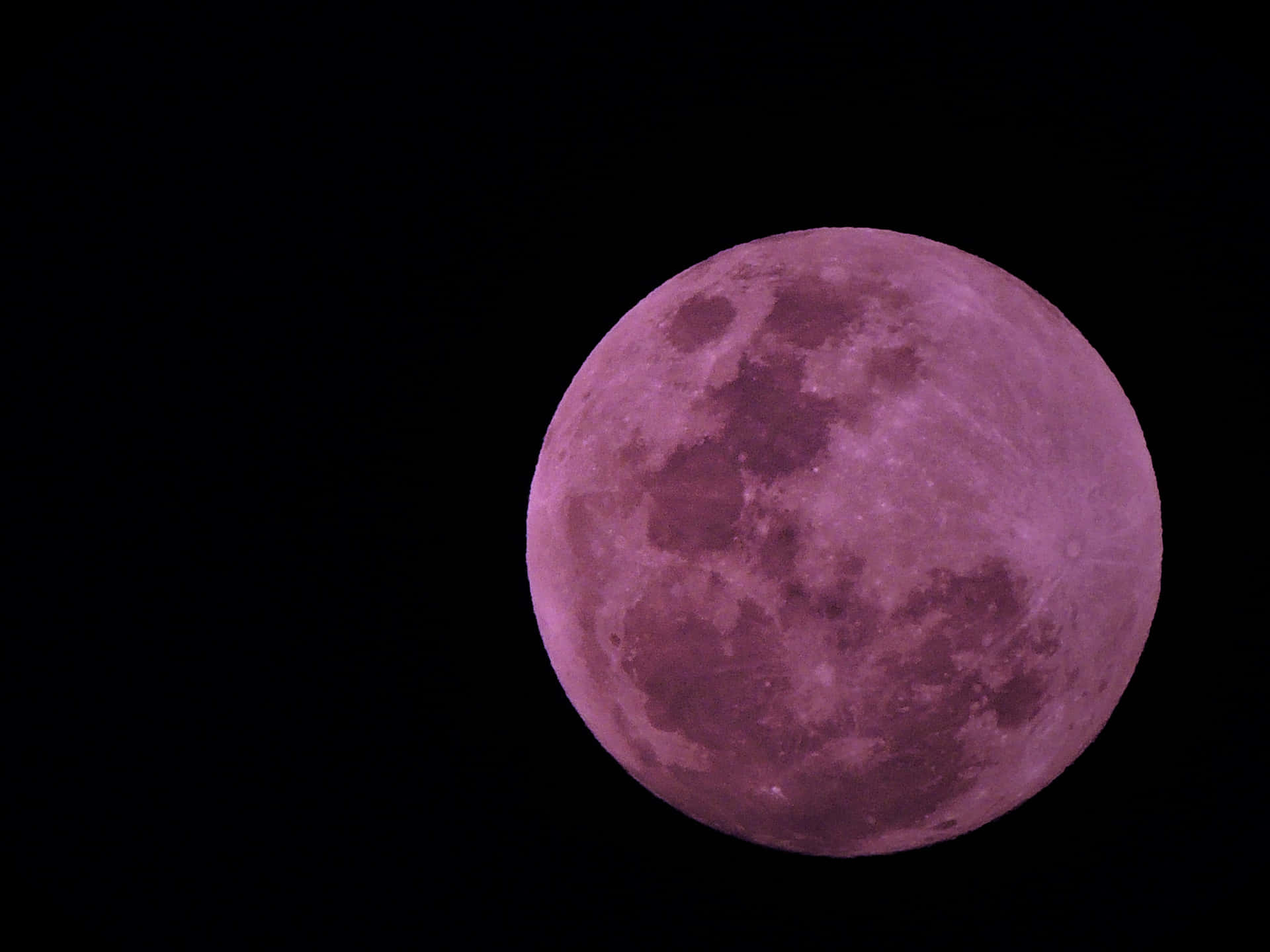 Big Pink Moon On Dark Sky Background