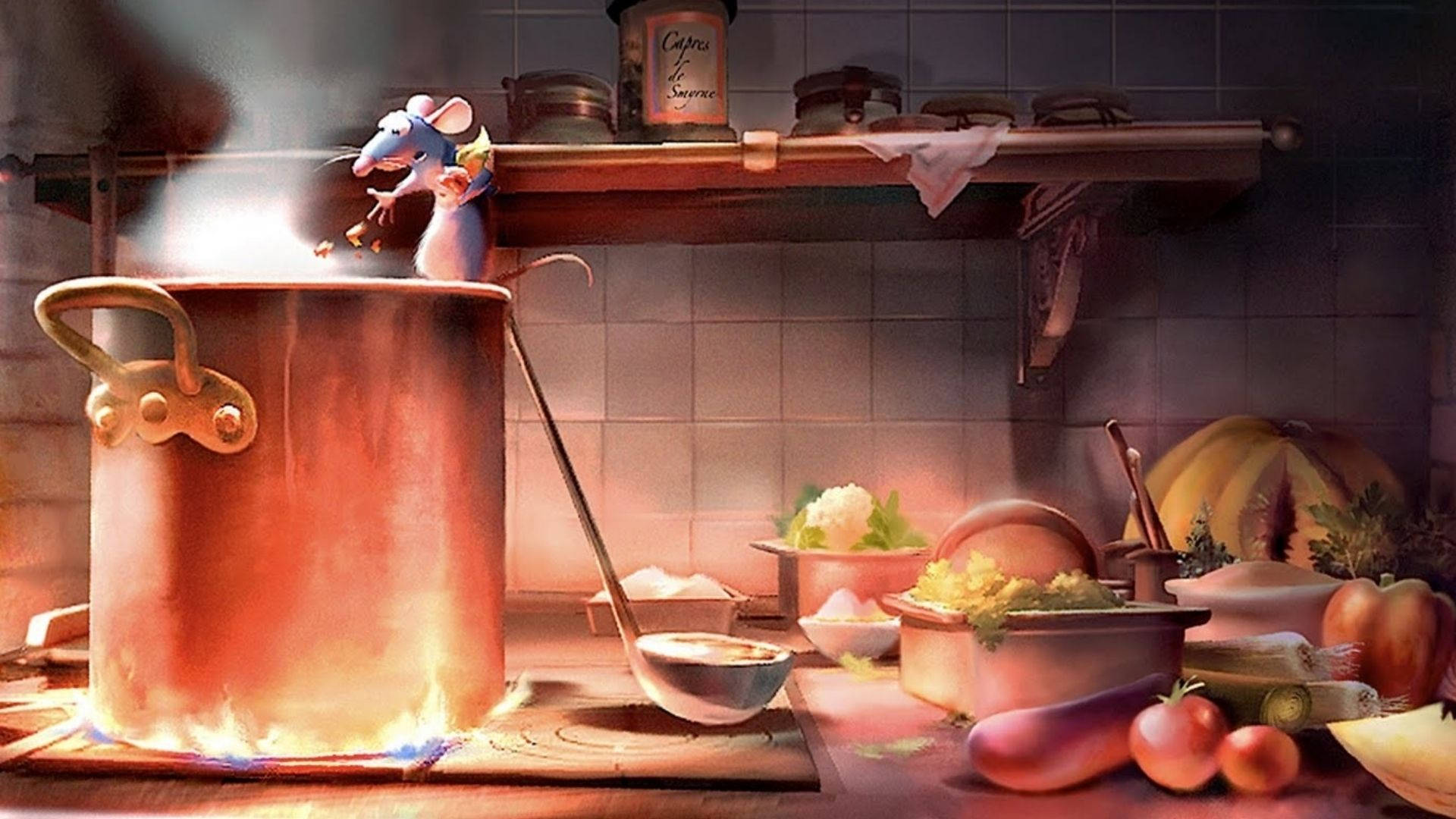 Big Pot And Ratatouille Background