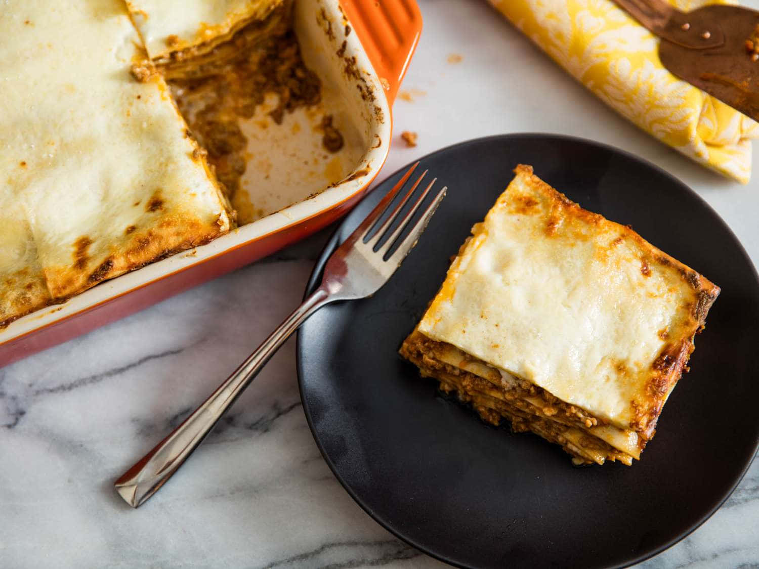 Big Slice Of Lasagna Alla Bolognese Background