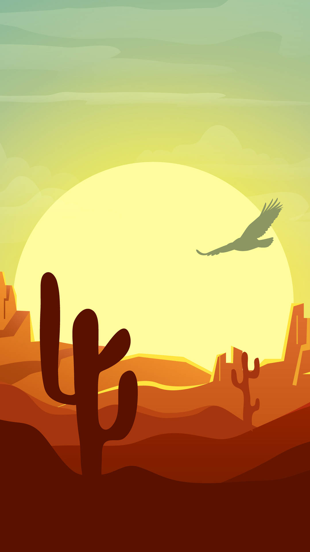 Big Sunrise In Arizona Desert Background
