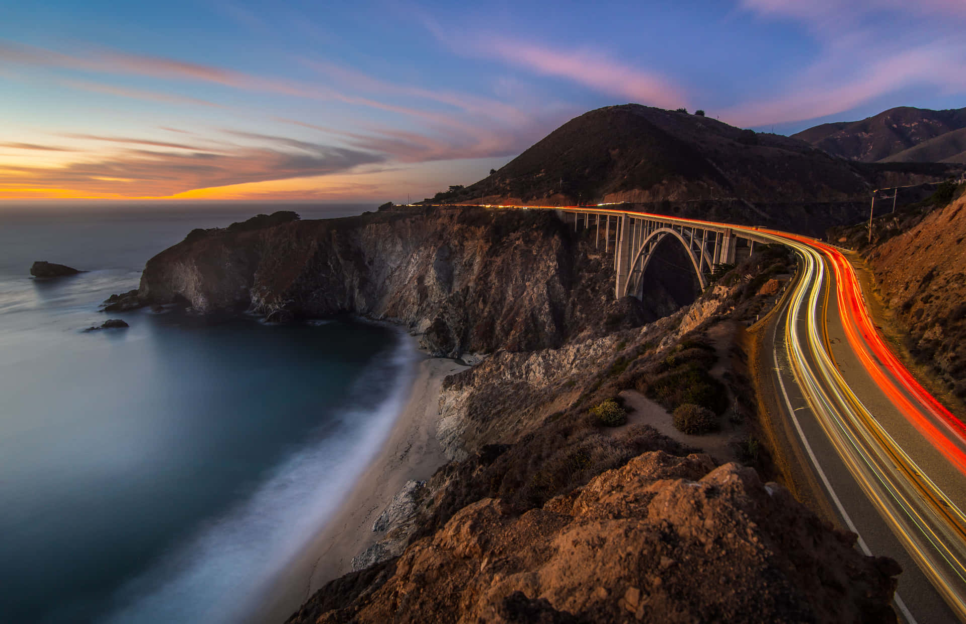 Big Sur Bridge At Sunset Background