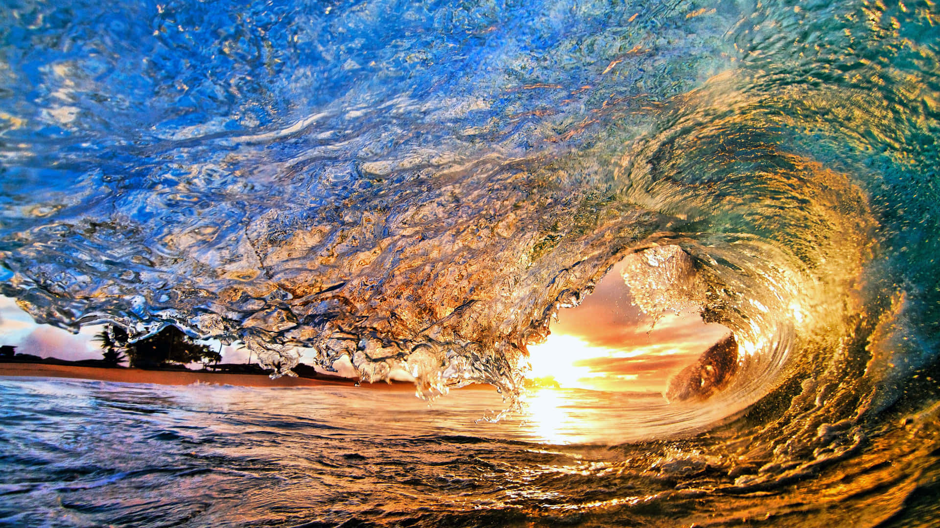 Big Wave With Several Colors Background