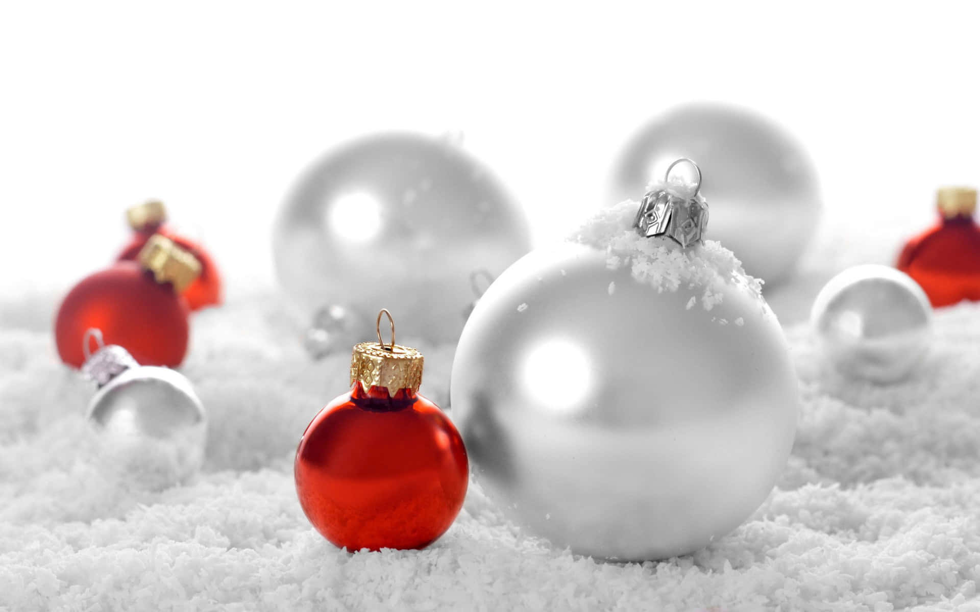 Big White Red Christmas Balls Ornaments Background